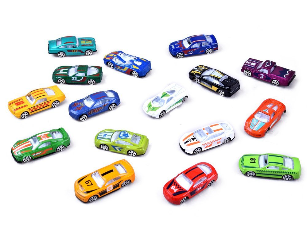 Set masinute din aliaj metalic si plastic ISP „Likesmart Alloy Race Cars”, 16 masinute, Multicolor
