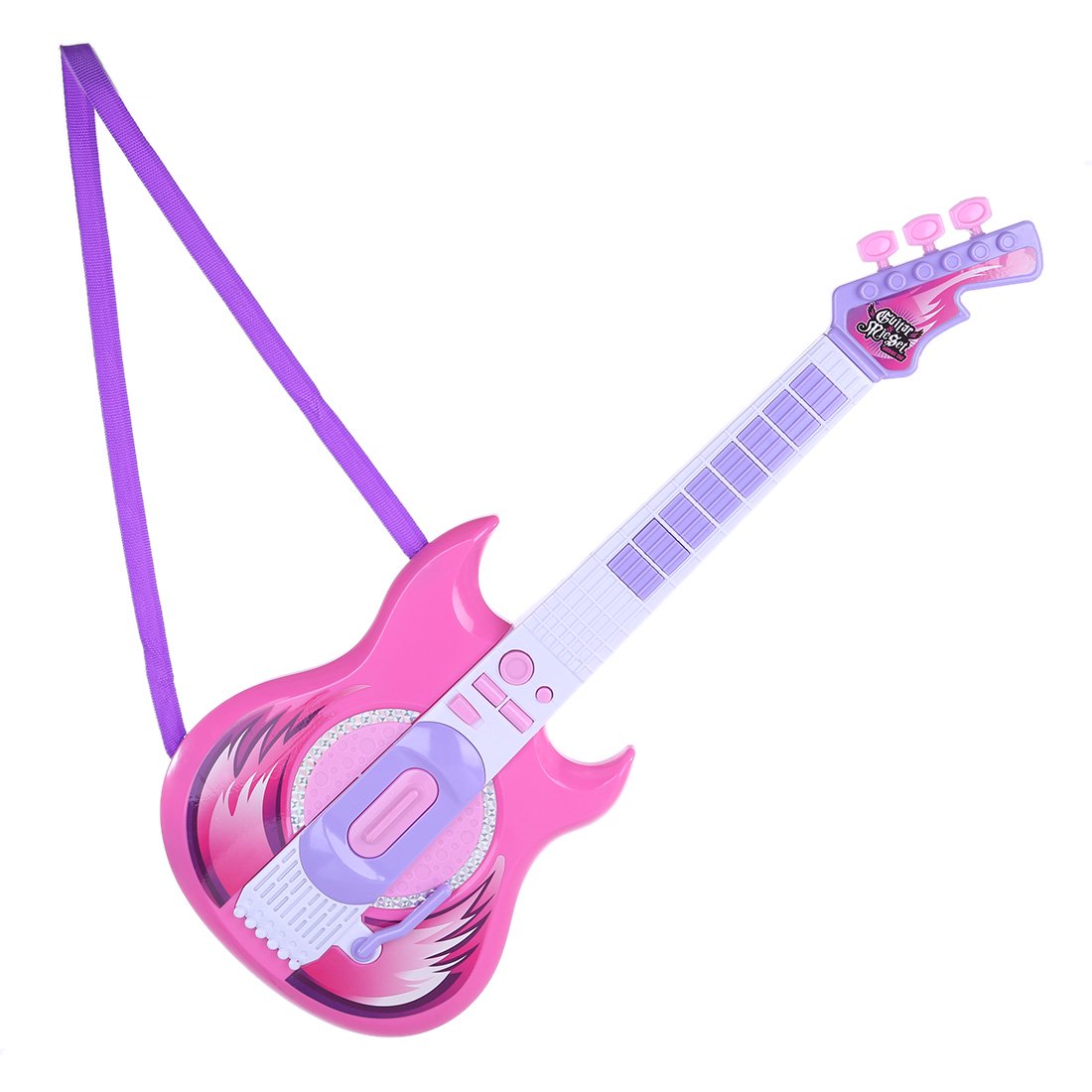 Chitara cu microfon pentru copii ISP „LikeSmart Guitar Rocking Girl”, sunete, microfon, posibilitate conectare telefon prin cablu jack 3.5mm, dezvolta creativitatea