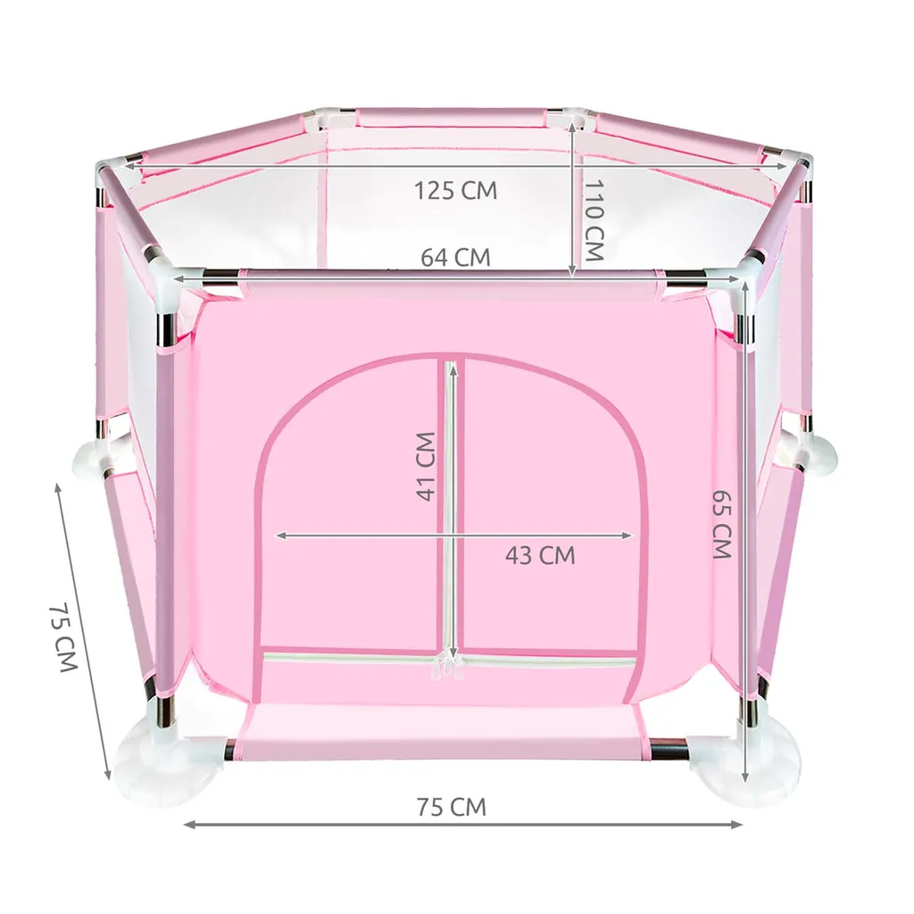 Tarc pentru joaca copii, „LikeSmart Safety Baby Fence”, cu fermoar, ideal pentru dezvoltarea abilitatilor motrice si relaxare, 115×65 cm,  roz deschis