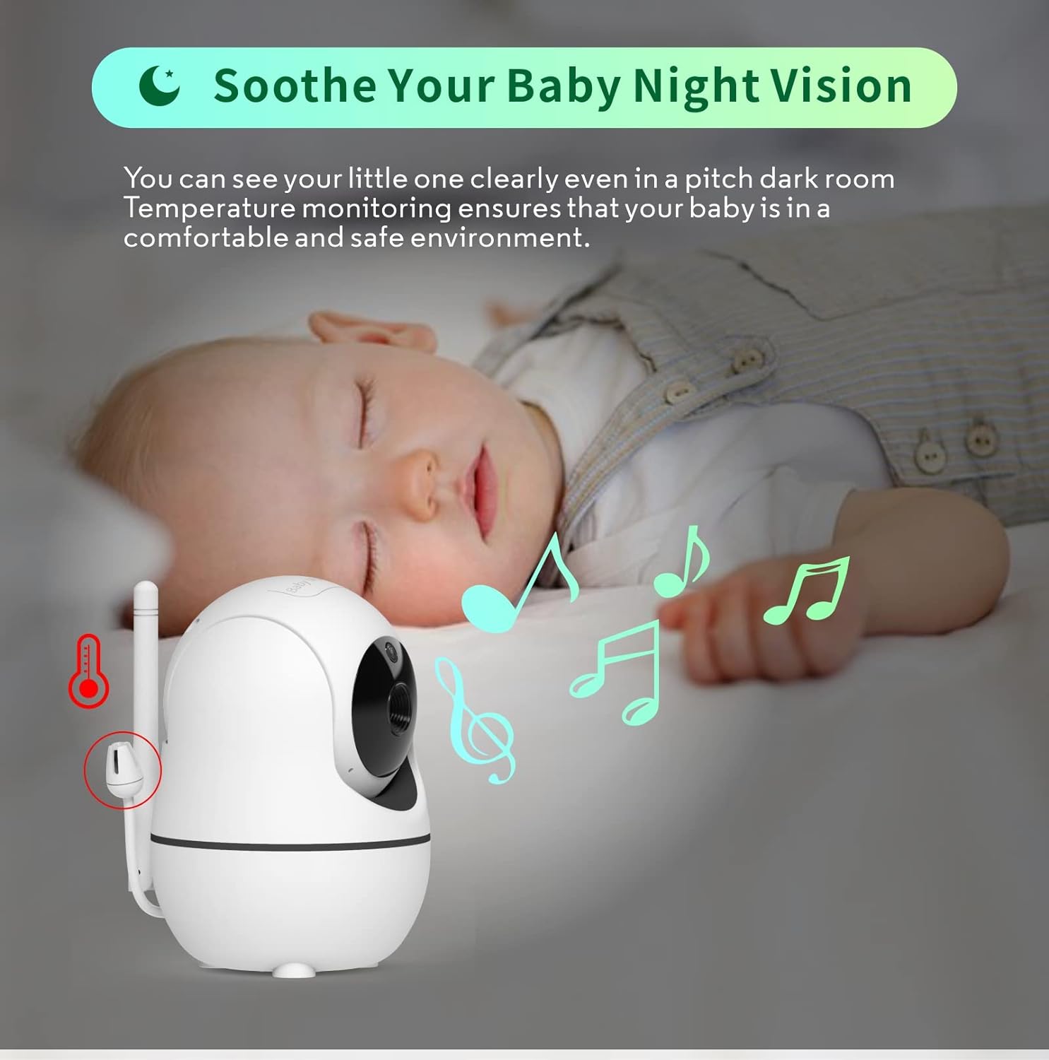 Baby Monitor si Camera Audio-Video Wireless Pentru Supraveghere Bebe, LikeSmart BabyStar, Ecran HD XXL 7″ Inch LCD, VOX, Mod Nocturn, Baterie 4000mAh, Monitorizare Temperatura, Alarma, Cantece de Leagan
