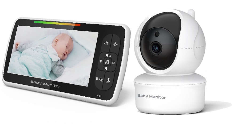 Baby Monitor si Camera Audio-Video Wireless Pentru Supraveghere Bebe, LikeSmart EyeBaby, Ecran HD XXXL 5 Inch LCD, Rotire 355, Mod Nocturn, BiDirectional, Monitorizare Temperatura, Cantece de Leagan