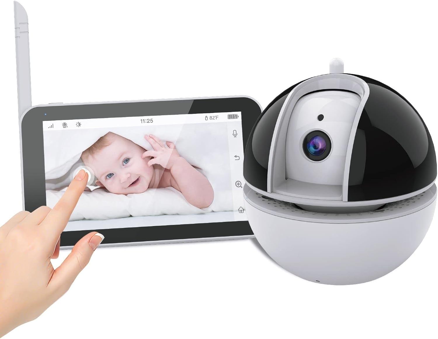Baby Monitor si Camera Audio-Video Wireless Pentru Supraveghere Bebe, LikeSmart BabyTouch, Ecran TouchScreen HD XXL 5″, 355 rotatie, VOX, NightVision, Monitorizare Temperatura, Cantece de Leagan