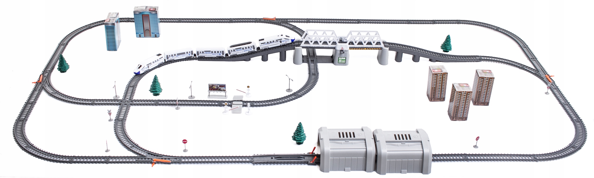 Circuit Trenulet „LikeSmart Electric Train XXL”, 80+ Piese, 2 Locomotive, Alb