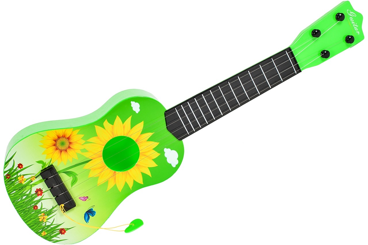 Chitara tip Ukulele pentru copii „ISP LikeSmart Ukulele”, 4 Corzi metalice, Pana Chitara, 55 cm, Verde