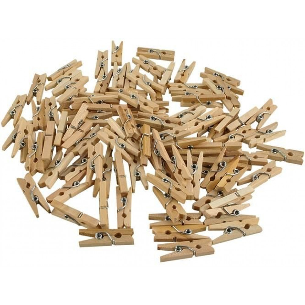 Set mini clesti din lemn ISP „Likesmart 6289”, 100 bucati, ideali pentru decoratiuni in tehnica scrapbooking, Maro