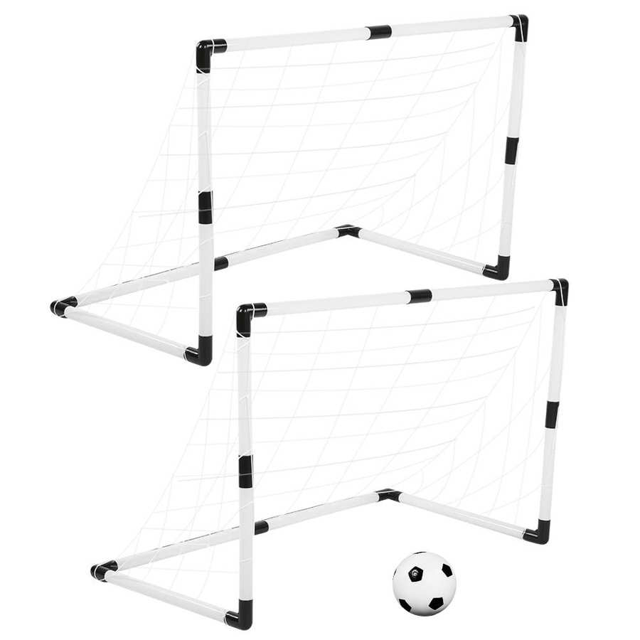 Set Complet 2 Porti Fotbal cu Accesorii, „ISP LikeSmart Football Sport”, Minge de Fotbal, Pompa pentru Umflat, Elemente fixare, 92 cm, Instalare Usoara