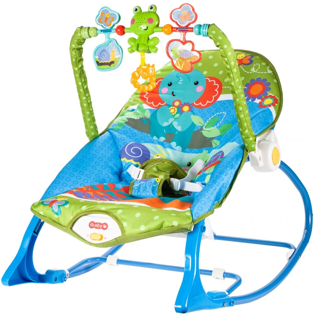 Balansoar si scaun 3 in 1 pentru bebelusi si copii ISP „LikeSmart Blue ROCKER” 0-18 kg cu vibratii calmante, Albastru
