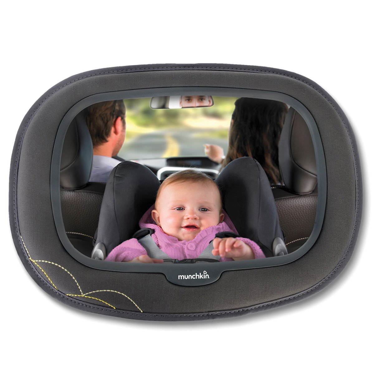 Oglinda auto premium pentru bebe, Munchkin „Insight Mirror”, dimensiune ideala si unghi perfect de vizualizare al bebelusului
