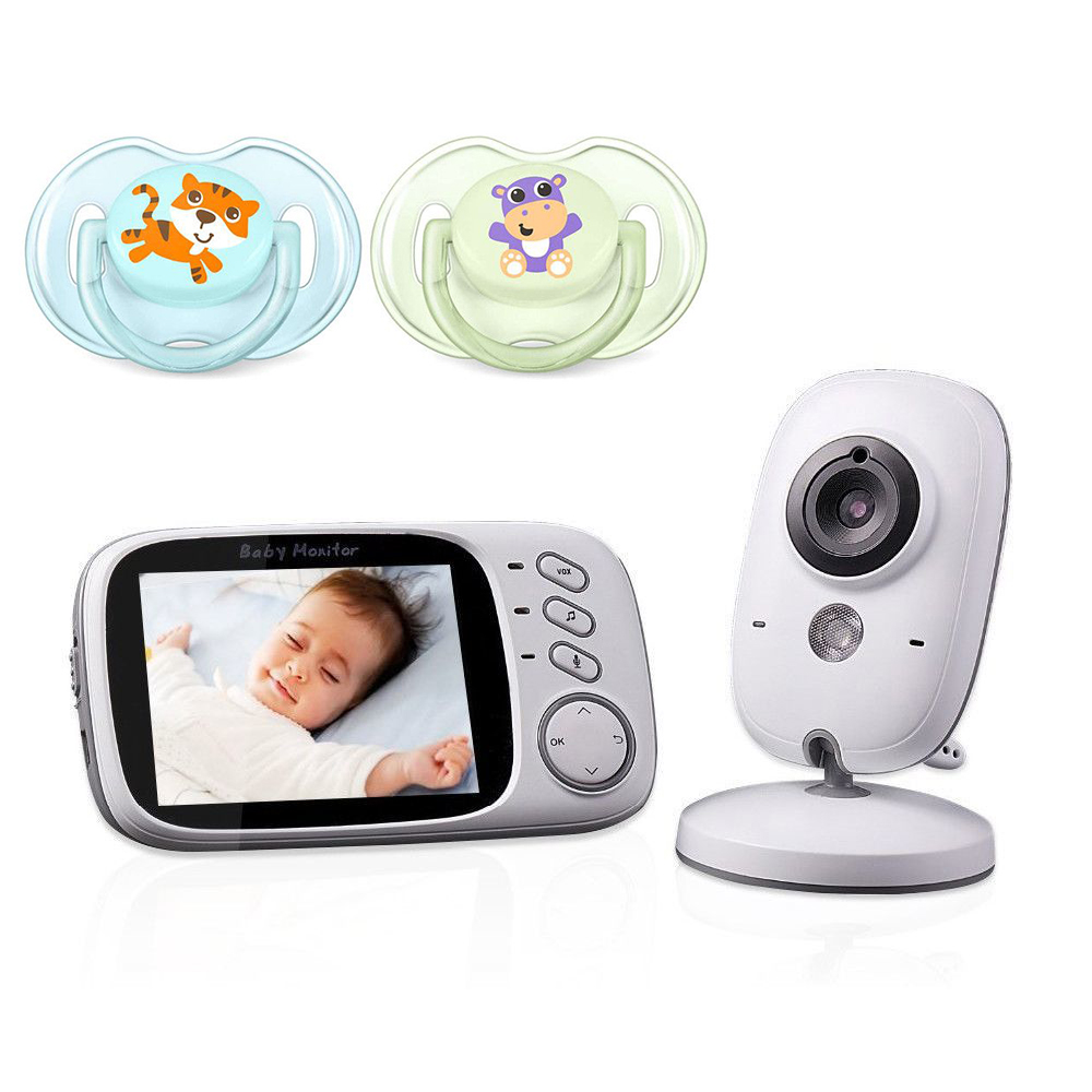 Baby Monitor si Camera Audio-Video  Wireless Pentru Supraveghere Bebe, „SpyBaby”, Ecran HD XXL 3.2 Inch LCD, Senzor Sunet, Mod Vedere Nocturna Infrarosu, Talk-Back, Monitorizare Temperatura, Cantece de Leagan + Suzete Cadou